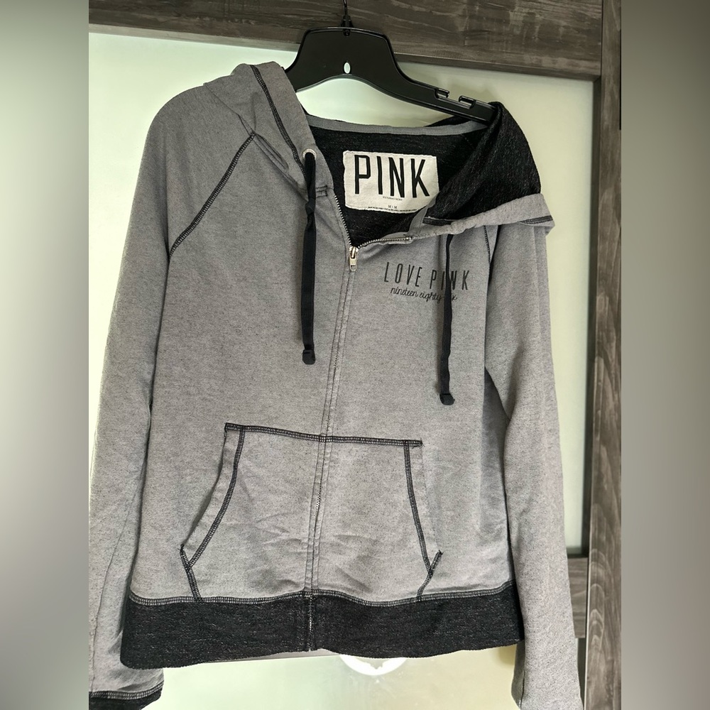Pink gray hoodie